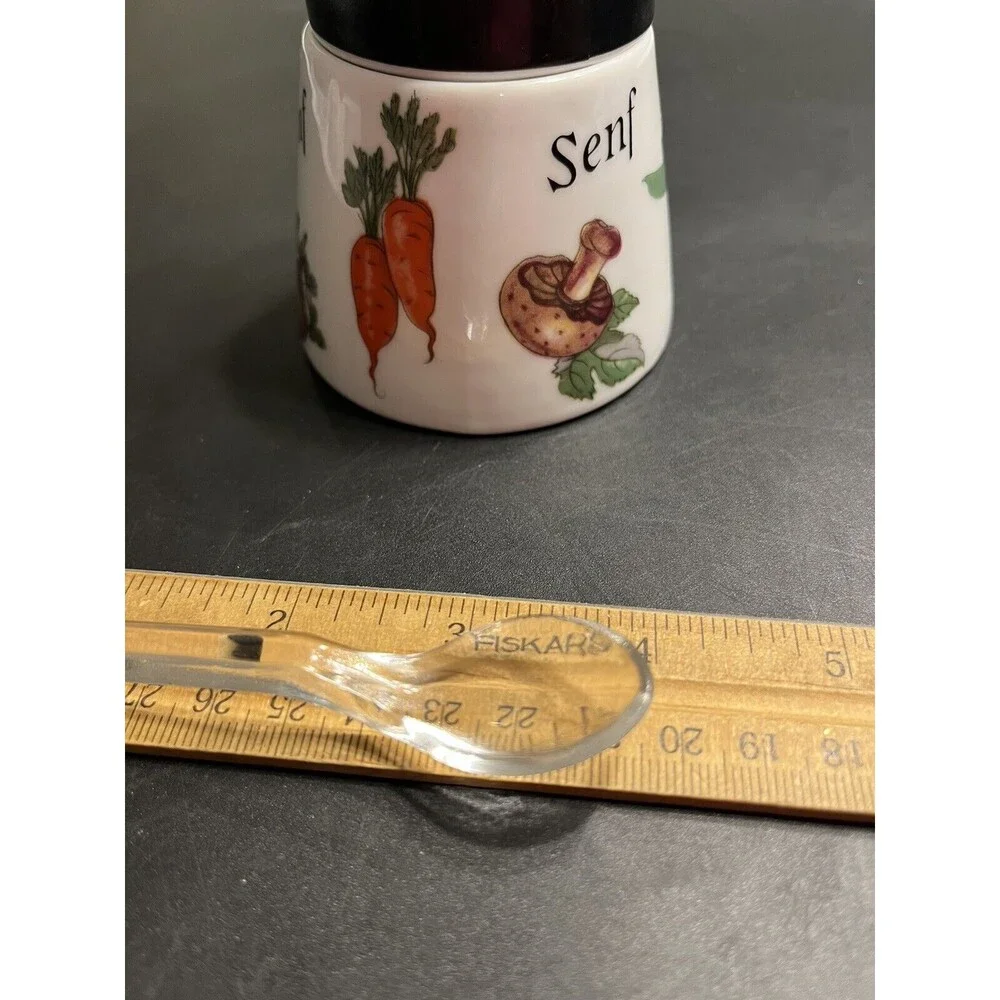 Gerold Porzellan Bavaria Mushroom Veggie Motif Condiment Jar w Lid & Spoon
